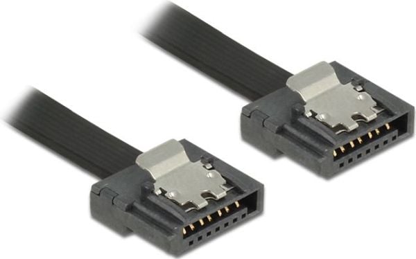 Delock FLEXI - SATA-kabel - Serial ATA 150/300/600 - SATA (hann) til SATA (hann) - 30 cm - låst - svart