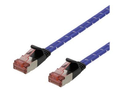 DELTACO - Koblingskabel - RJ-45 (hann) til RJ-45 (hann) - 1.5 m - U/FTP - CAT 6a - uten hindringer, flertrådet, flat - hvit, blå