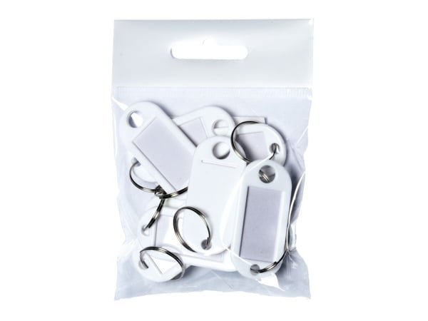 Nøglebrikker plast PET hvid - (10 stk.)