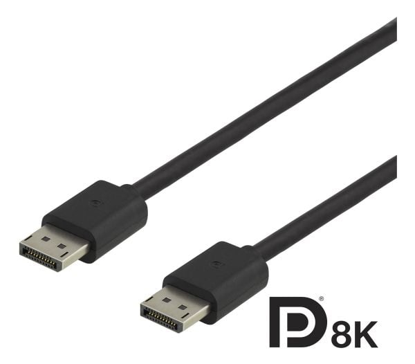 DELTACO 8K DisplayPort-kabel, DP 1.4, 7680x4320 60Hz, 3m, svart DP8K-1030