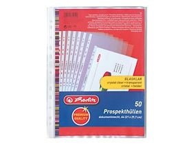 Herlitz 05850508, 210 x 297 mm (A4), Gjennomsiktig, Polypropylen (PP), Portrett, Topp, 50 stykker