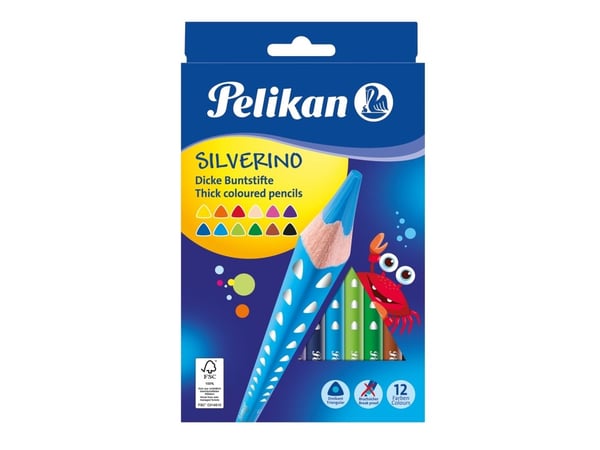Pelikan 700627, Svart, Blå, Brun, Grön, Ljusblå, Ljusgrön, Orange, Persika, Rosa, Röd, Violett, Gul, 12 styck