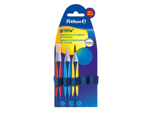 Pelikan 700726, Sivellinsarja, Lys pensel, Syntetisk, Plastik, Blå, Rød, Gul, 6, 12