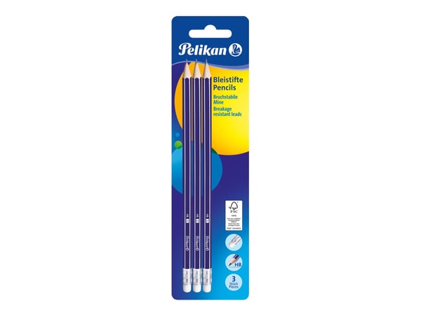 Pelikan 978866, HB, Blå, Sekskantet, Blister, 3 stykker, Tyskland