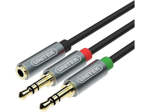 Unitek Y-C957ABK - Audioadapter - minijakk hunn til minijakk hann - 20 cm - grå