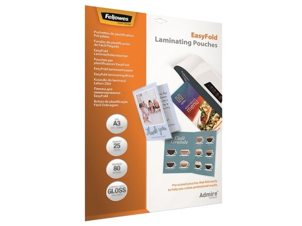 Fellowes EasyFold - 25-pack - glanset - 303 x 426 mm lamineringspunger