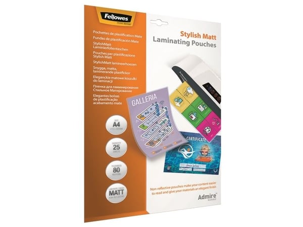 Fellowes Admire Stylish Matt - 80 mikroner - 25-pack - A4 (210 x 297 mm) lamineringsfilm