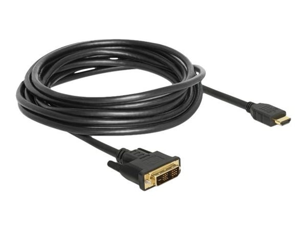 Delock - Adapterkabel - DVI-D hann til HDMI hann - 5 m - trippel beskyttelse - svart