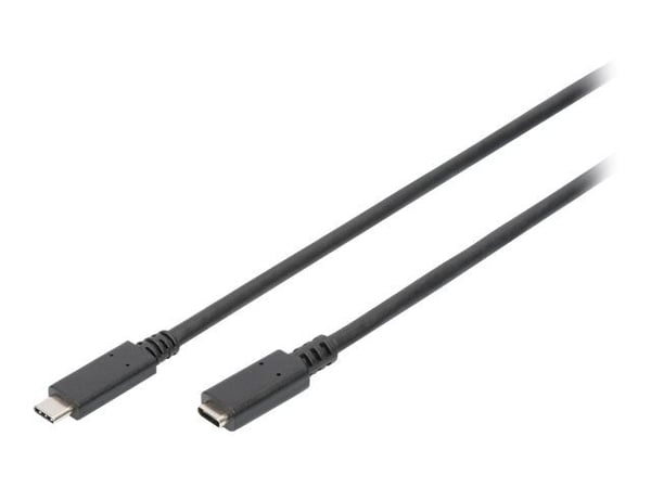 DIGITUS - USB-förlängningskabel - USB-C (hane) till USB-C (hona) - USB 3.1 Gen 2 - 20 V - 5 A - 70 cm - svart