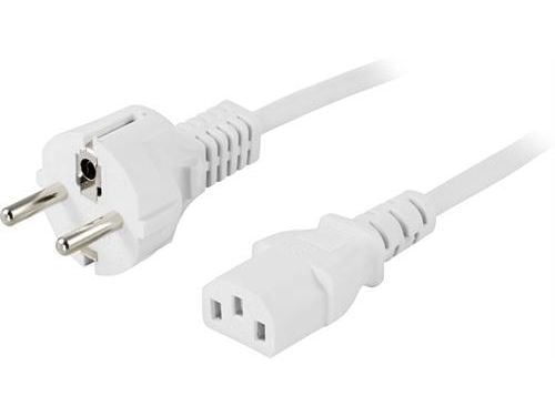 DELTACO DEL-111MV - Johdinsarja - CEE 7/7 (han) lige til IEC 60320 C13 lige - AC 250 V - 10 A - 5 m - hvid - hvid