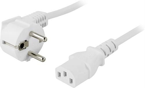 DELTACO DEL-111V - Johdinsarja - CEE 7/7 (han) vinklet til IEC 60320 C13 lige - AC 250 V - 10 A - 5 m - hvid