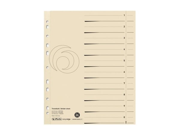 Herlitz A4 - Inndeler - brungul (en pakke 100)