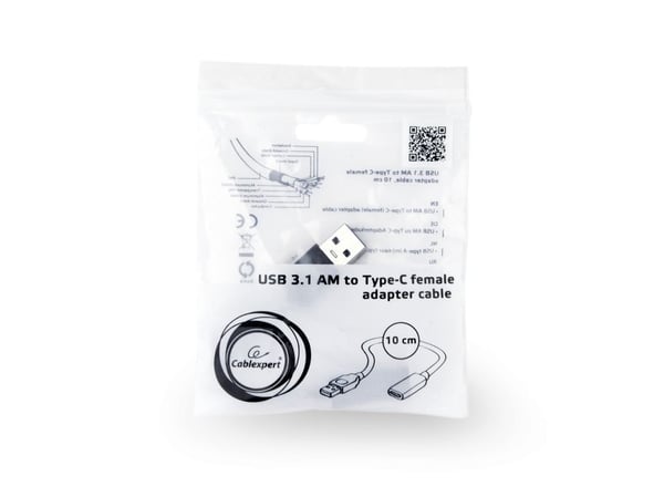 Cablexpert - USB-sovitin - USB Type A (han) til USB-C (hun) - USB 3.1 - 10 cm - lajittelu - lajittelu
