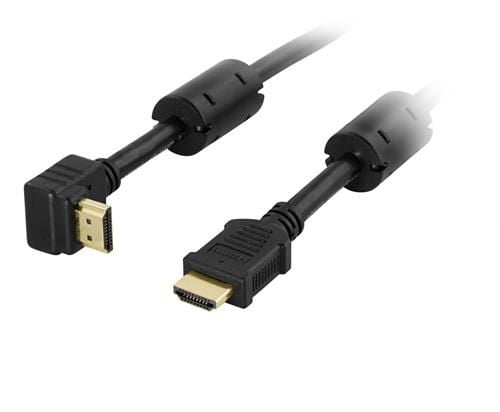 DELTACO HDMI-1015V - HDMI-kaapeli Ethernetillä - HDMI uros HDMI uros - HDMI uros - 1,5 m - musta - kulmaliitin