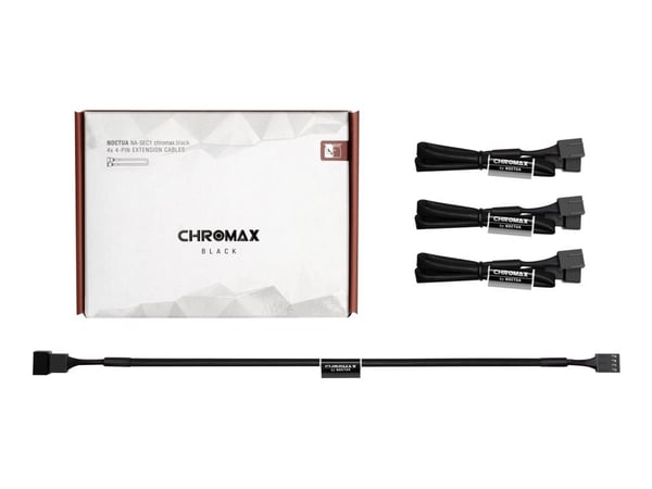 Noctua NA-SEC1 chromax.black - Forlengelseskabel for viftestrømforsyning - 4-pins PWM (hunn) til 4-pins PWM (hann) - 30 cm - svart