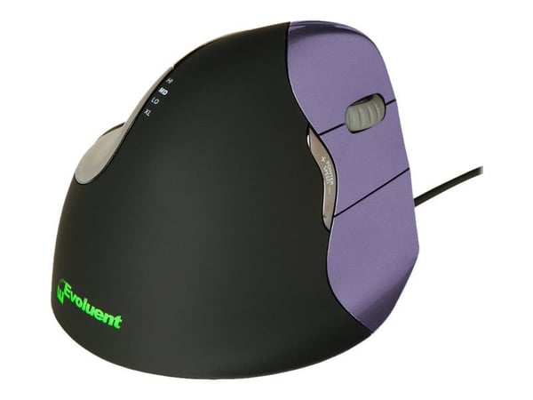 Evoluent VerticalMouse 4 Small - Vertikal mus - høyrehendt - optisk - 6 knapper - kablet - USB - purpur/svart