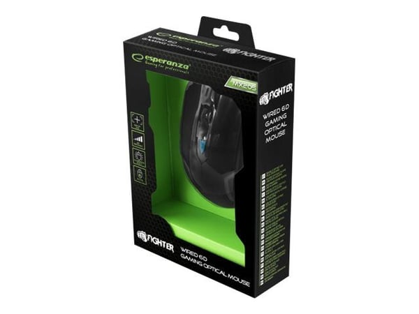 Esperanza MX205 FIGHTER - Mus - høyrehendt - optisk - 6 knapper - kablet - USB - grønn