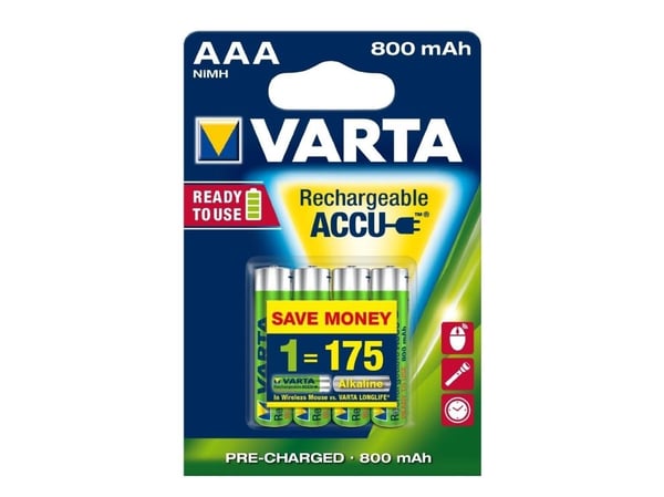 Varta Rechargeable Accu - Batteri 4 x AAA - NiMH - (oppladbart) - 800 mAh