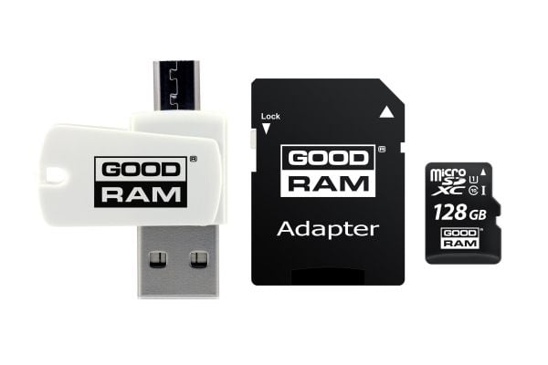 Goodram M1A4 All in One, 128 GB, MicroSDXC, Klasse 10, UHS-I, 100 MB/s, 10 MB/s