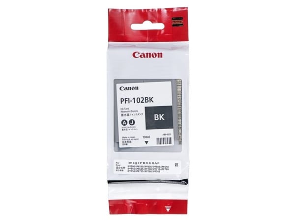 Canon PFI-102 BK - 130 ml - svart - original - bläcktank - för imagePROGRAF iPF510, iPF605, iPF650, iPF655, iPF710, iPF720, iPF750, iPF755, LP17, LP24