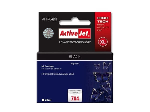 Activejet AH-704BR, Høyt (XL) utbytte, Pigmentbasert blekk, 20 ml, 845 sider, 1 stykker
