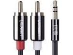 Ugreen - Lydsplitter - mini-phone stereo 3.5 mm hann til RCA hann - 3 m - skjermet - svart