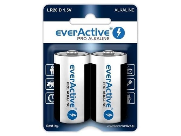 Everactive EVLR20-PRO, Engangsbatteri, D, Alkalinsk, 1,5 V, 2 stykker, 17500 mAh