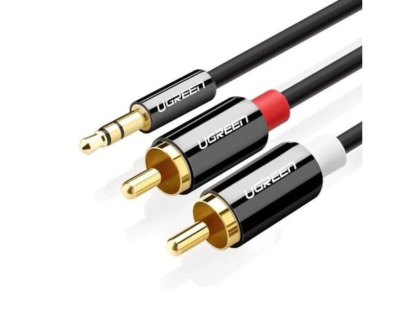 Ugreen - Lydsplitter - mini-phone stereo 3.5 mm hann til RCA hann - 3 m - skjermet - svart