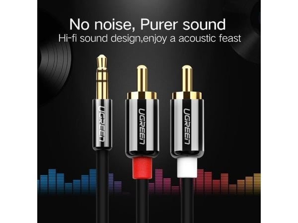 Ugreen - Lydsplitter - mini-phone stereo 3.5 mm hann til RCA hann - 3 m - skjermet - svart