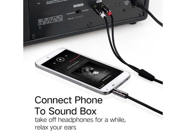 Ugreen - Lydsplitter - mini-phone stereo 3.5 mm hann til RCA hann - 3 m - skjermet - svart