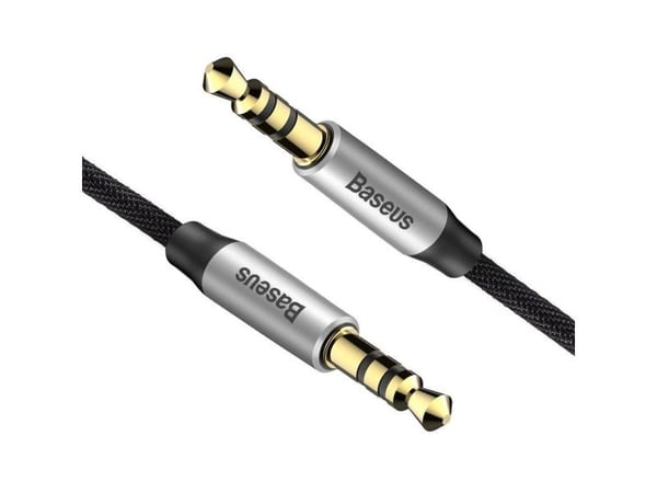 BASEUS Yiven M30 - Ljudkabel - minijack hane till minijack hane - 1 m - svart, silver - tvinnad