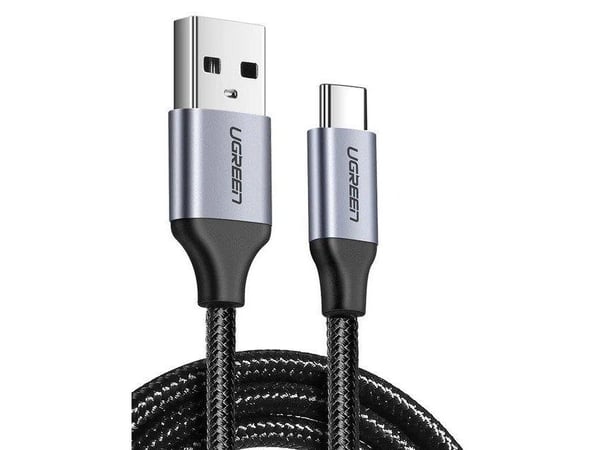 USB til USB-C-kabel QC3.0 UGREEN 0,25m med aluminiumsplugg (svart)
