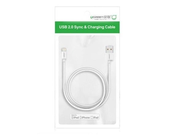 Nikkelöity UGREEN MFi Lightning-kaapeli 2m (valkoinen)