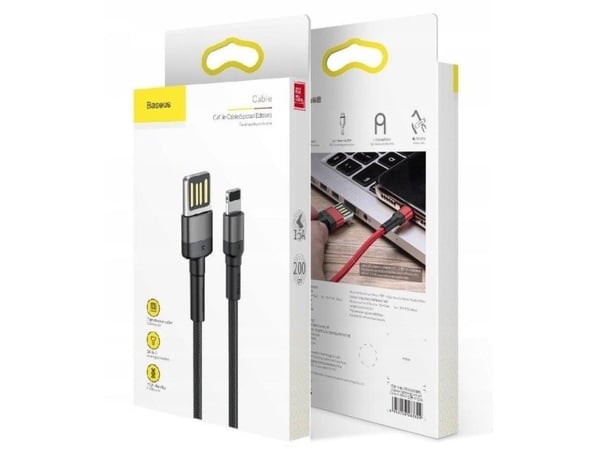 Baseus 6953156283343, 1 m, USB C, USB C/Lightning, Hankjønn, Hankjønn, Sort, Grå
