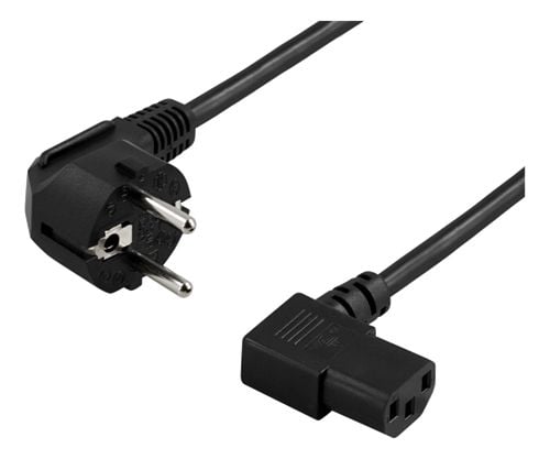 DELTACO DEL-111D - Johdinsarja - CEE 7/7 (han) vinklet til IEC 60320 C13 vinklet - AC 250 V - 10 A - 10 m - lajitelma