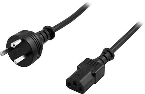 DELTACO DEL-109DK - Strømkabel - Afsnit 107-2-D1 (han) lige til IEC 60320 C13 lige - AC 250 V - 10 A - 2 m - sort - Tanska