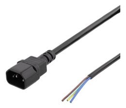 DELTACO - Strømkabel - IEC 60320 C14 til uisolert tråd - 2 m - svart
