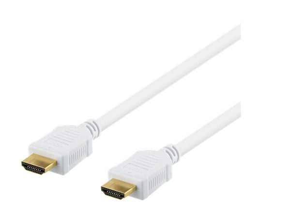 DELTACO HDMI-1010AD - HDMI-kabel med Ethernet - HDMI hann til HDMI hann - 1 m - hvit - 4K-støtte
