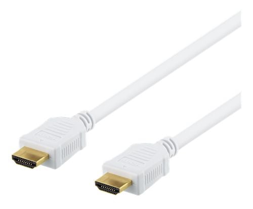 DELTACO HDMI-1020AD - HDMI-kabel med Ethernet - HDMI hann til HDMI hann - 2 m - hvit - 4K-støtte
