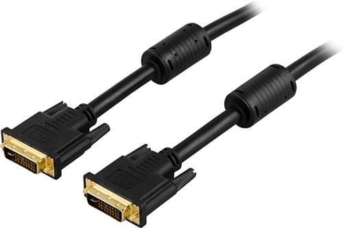 DELTACO - DVI-kabel - dobbeltlenke - DVI-I (hann) til DVI-I (hann) - 2 m - formstøpt - svart
