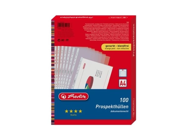 Herlitz brosjyreomslag A4-kornet premium-pakke med 100 stk