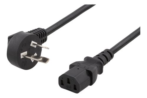 DELTACO DEL-109CHI - Johdinsarja - PSB-10A vinklet til IEC 60320 C13 lige - AC 250 V - 10 A - 2 m - lajiteltu