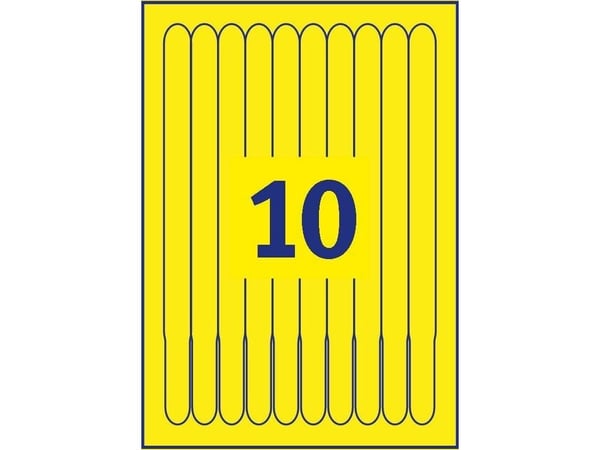 Avery L4001-10, Keltainen, Suorakulmio, 265 mm, 18 mm