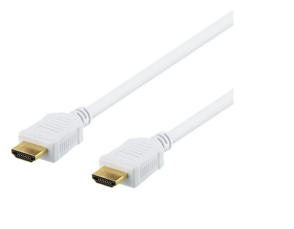 DELTACO HDMI-1005AD - HDMI-kabel med Ethernet - HDMI hann til HDMI hann - 50 cm - hvit - 4K-støtte