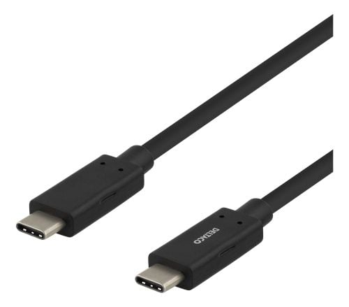 DELTACO USBC-1054M - USB-kabel - USB-C (hann) til USB-C (hann) - USB 3.1 Gen 1 - 3 A - 1 m - USB Power Delivery (3A, 60W) - svart