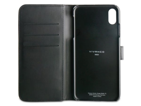Vivanco 38826, Avattava kotelo, Apple, iPhone Xs Max, 16,5 cm (6.5"), Musta