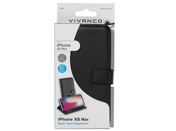 Vivanco 38826, Avattava kotelo, Apple, iPhone Xs Max, 16,5 cm (6.5"), Musta