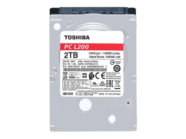 Toshiba L200 kannettava tietokone - Kiintolevy - 2 TB - sisäinen - 2,5" - SATA 6Gb/s - 5400 rpm - puskuri: 128 MB