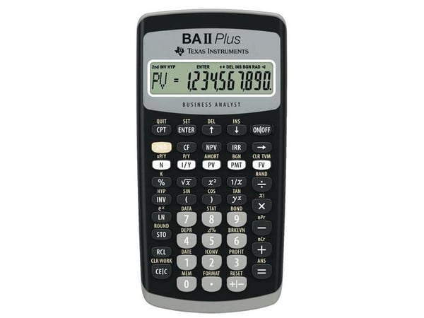 Finansregner Texas BA-II Plus, sort, 10 cifre