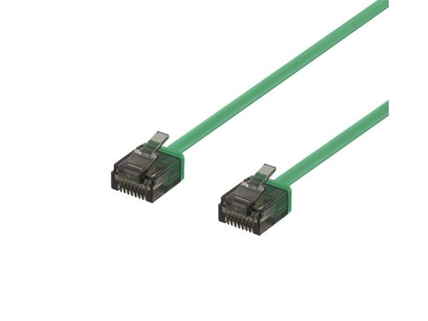 DELTACO - Koblingskabel - RJ-45 (hann) til RJ-45 (hann) - 1 m - UTP - CAT 6a - formstøpt, flat - grønn